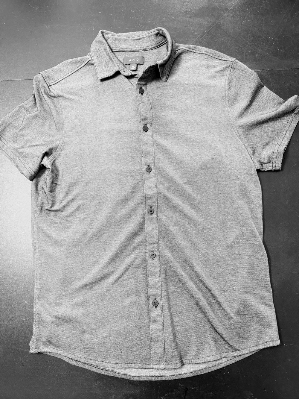 Apt. 9 Heather Gray Short-Sleeve Button-Down Shirt